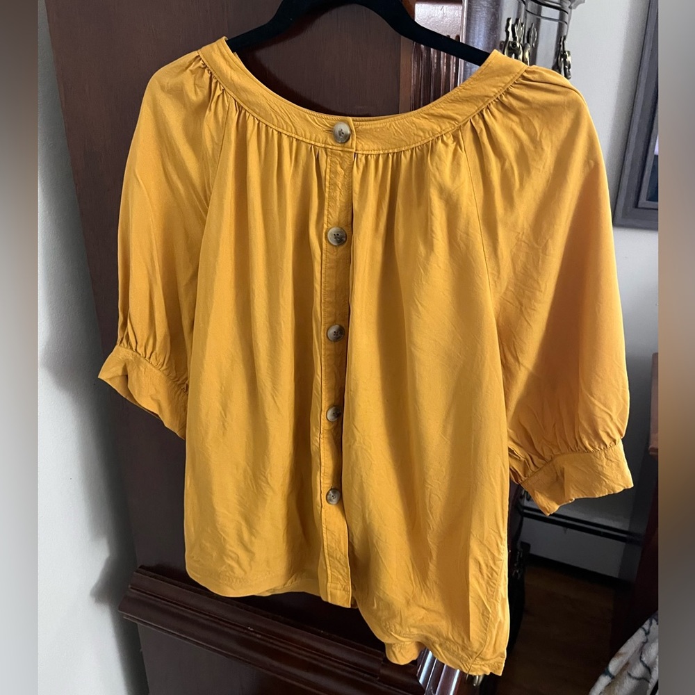 Ann Taylor Button Scoop Neck Top